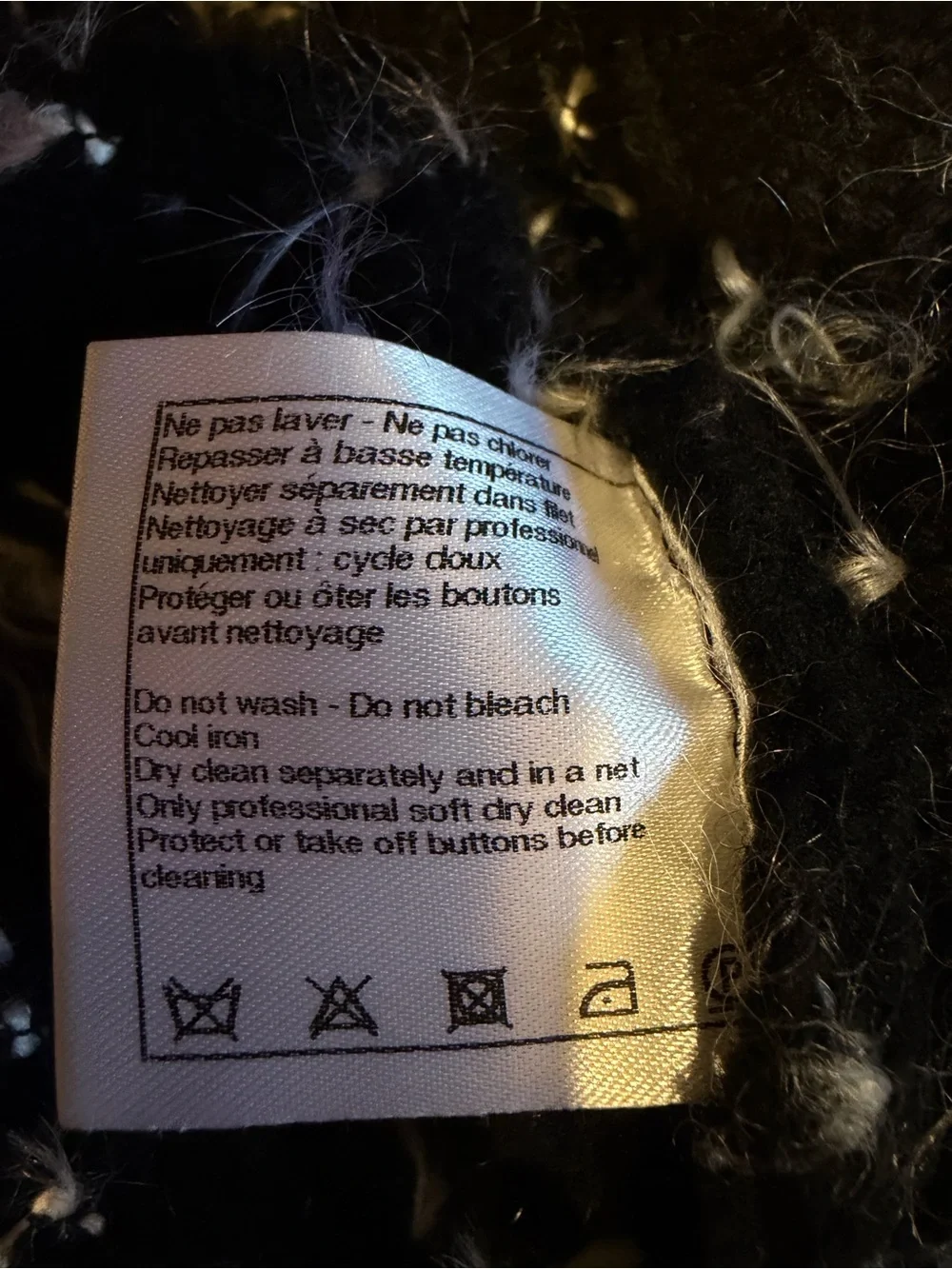 Chanel Black and White Cashmere/Mohair/Wool Blend Dress Fits up to Size 12
